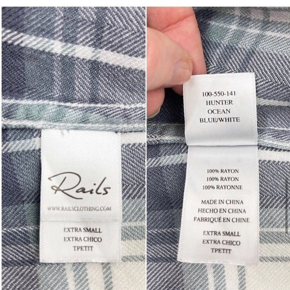Rails Hunter plaid button front in ocean size xs - Picture 3 of 4